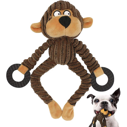 Plush Squeaky Monkey Dog Toy - Puppy Teething & Training Chew Toy for Small Dogs, Interactive Pet Playtime