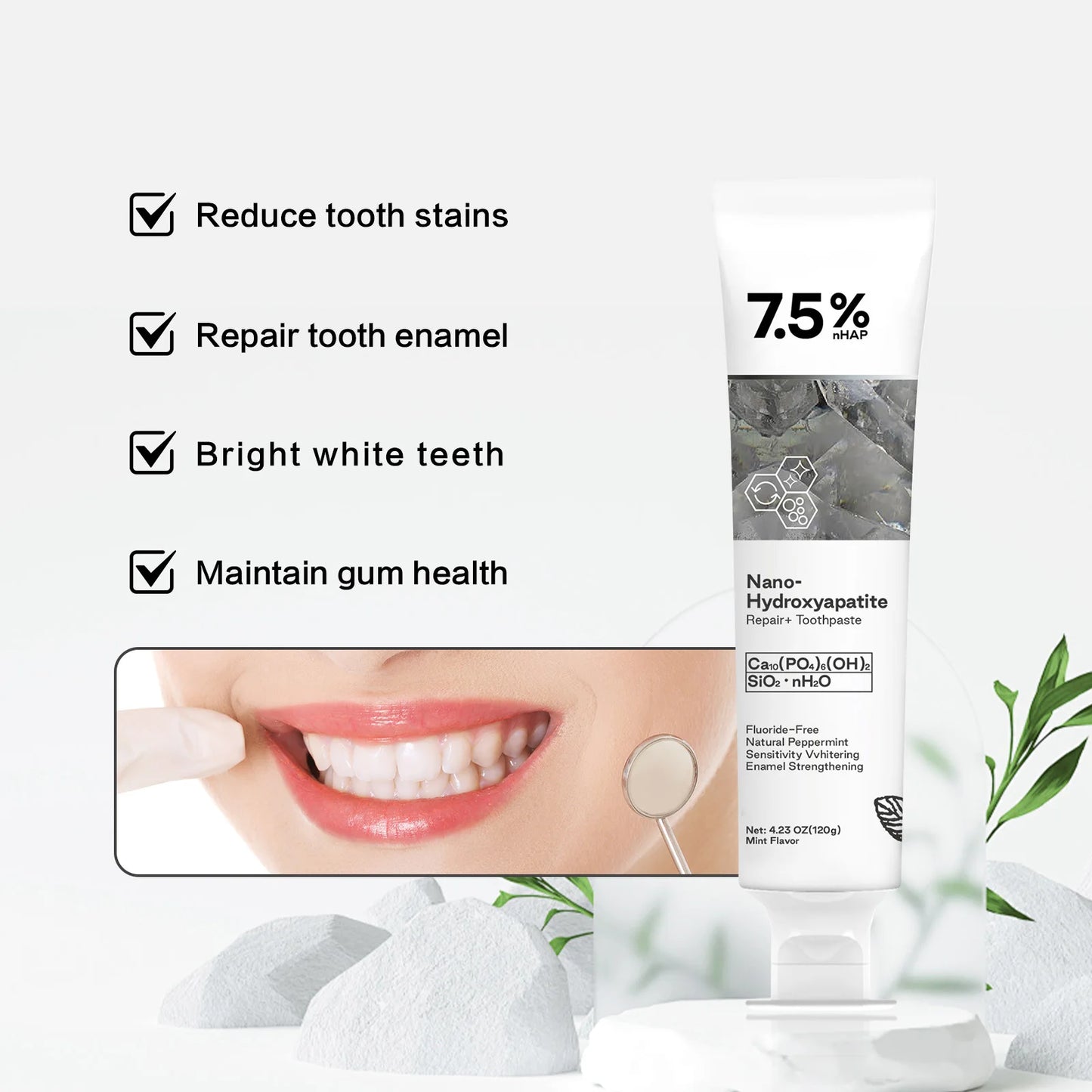 120g Nano Hydroxyapatite Toothpaste – Removes Coffee & Tea Stains, Freshens Breath, Prevents Cavities, Dental Care