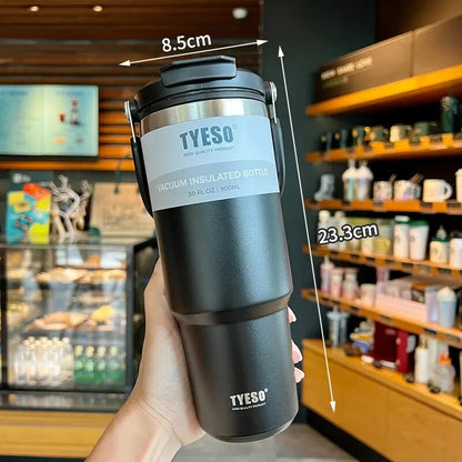 Tyeso Double-Layer Insulated Coffee Cup – Large Capacity Portable Stainless Steel Ice Cream Cup