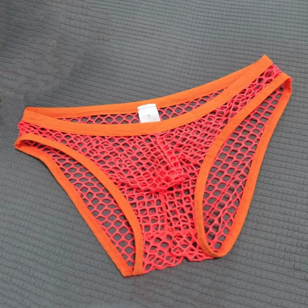Men’s Mesh Transparent Briefs – Sexy See-Through Fishnet Underwear, Breathable Plus Size Comfort Fit Male Panties