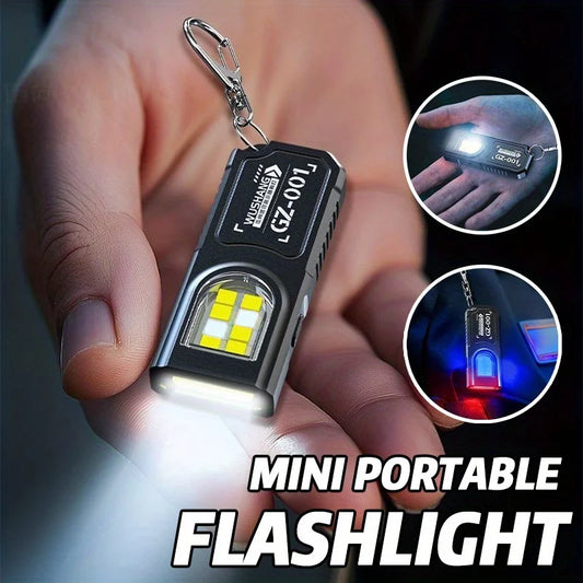 Mini COB LED Keychain Flashlight - USB C Rechargeable Waterproof Pocket Work Light for Camping, Walking & Outdoor Use