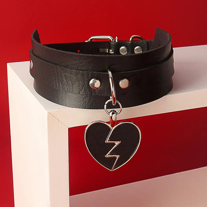 Harajuku Gothic Spike Rivet Star Choker Necklace – Black Bowknot PU Lace Leather Y2K Hip Hop Rock Jewelry for Girls