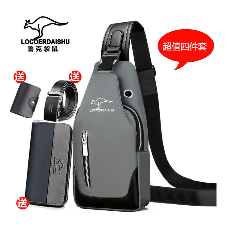 Men's Waterproof Oxford Chest Bag – Korean Style Casual Sport Crossbody Shoulder Messenger Bag