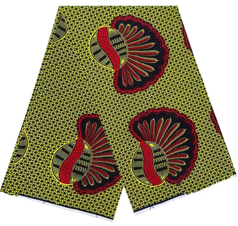Cotton Batik Ankara Fabric - 100% African Wax Print Bronzing Golden Fabric 6 Yards for Dresses & Crafts