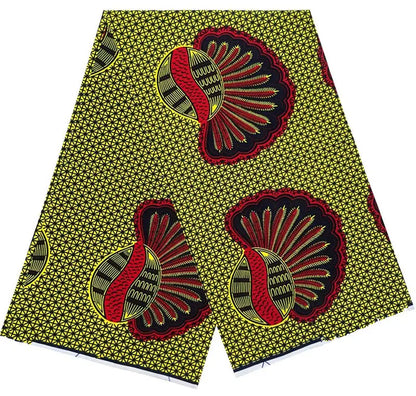 Cotton Batik Ankara Fabric - 100% African Wax Print Bronzing Golden Fabric 6 Yards for Dresses & Crafts