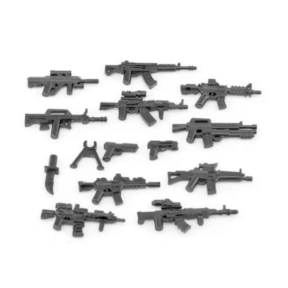 Military Building Blocks Soldier Set - Tactical Weapons Figures with Gatling Gun, Rifle, Mortar & Accessories Toy Kit