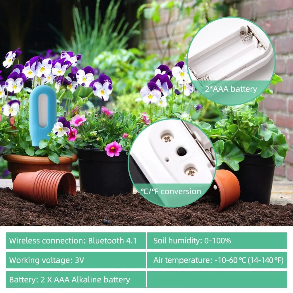 WiFi Zigbee Smart Soil Tester – Bluetooth Moisture, Humidity & Temperature Sensor with Mobile App for Real-Time Plant Monitoring