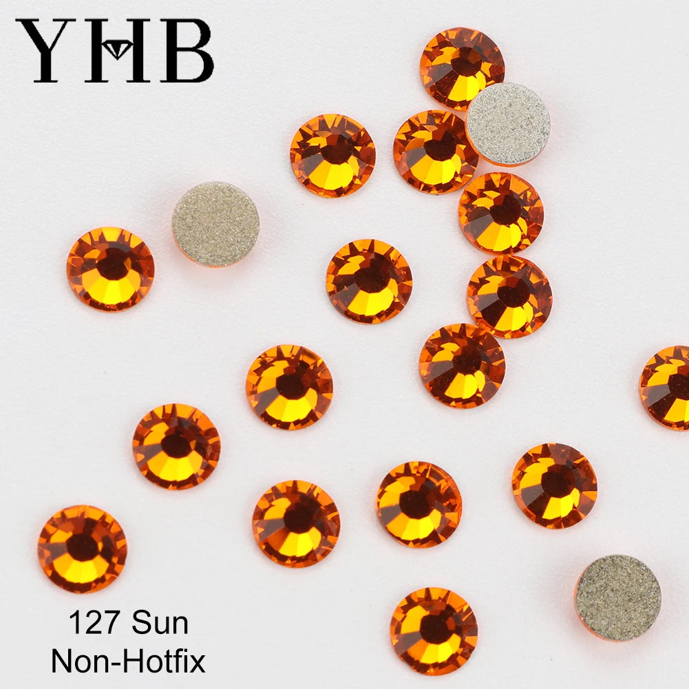 YHB Cold Fix Crystal Flatback Rhinestones - Silver Back Non Hotfix DIY Gems for Nail Art, Bags, Shoes, Garments & Phone Decoration