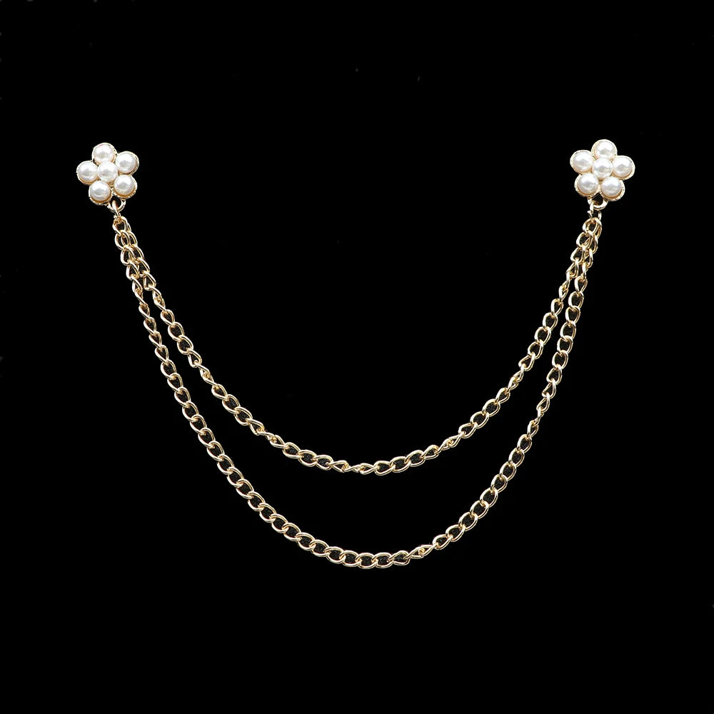Fashion Gentleman Tassel Brooch – Men’s Suit & Shirt Lapel Pin with Chain, Pearl & Star for Wedding or Party