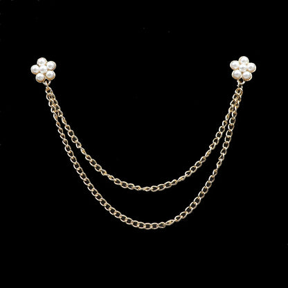 Fashion Gentleman Tassel Brooch – Men’s Suit & Shirt Lapel Pin with Chain, Pearl & Star for Wedding or Party