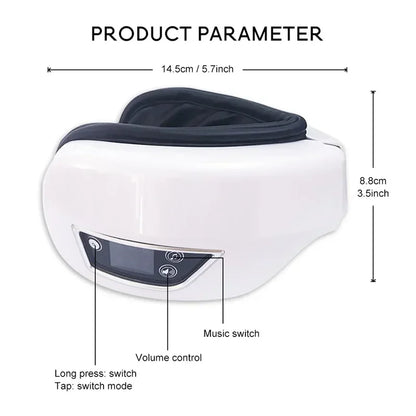6D Rechargeable Eye Massager – Vibrating Hot Compress with Bluetooth Music for Relaxation, Sleep Improvement & Eye Care