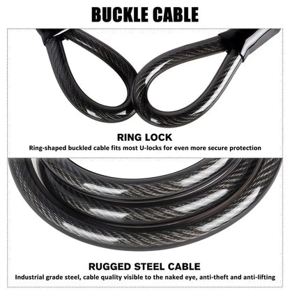 Industrial Grade Steel Cable Chain Bike Lock – 70.87in Anti-Theft Security Lock for Bicycle & Motorcycle Protection Accessories