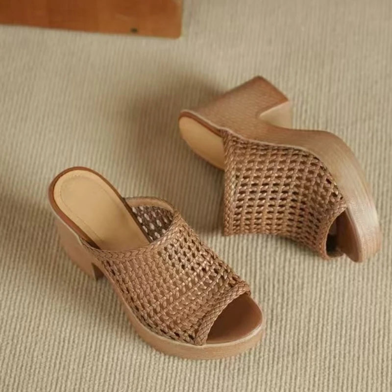 Women’s Platform High Heel Summer Sandals – Thick Sole Casual Slip-On Shoes