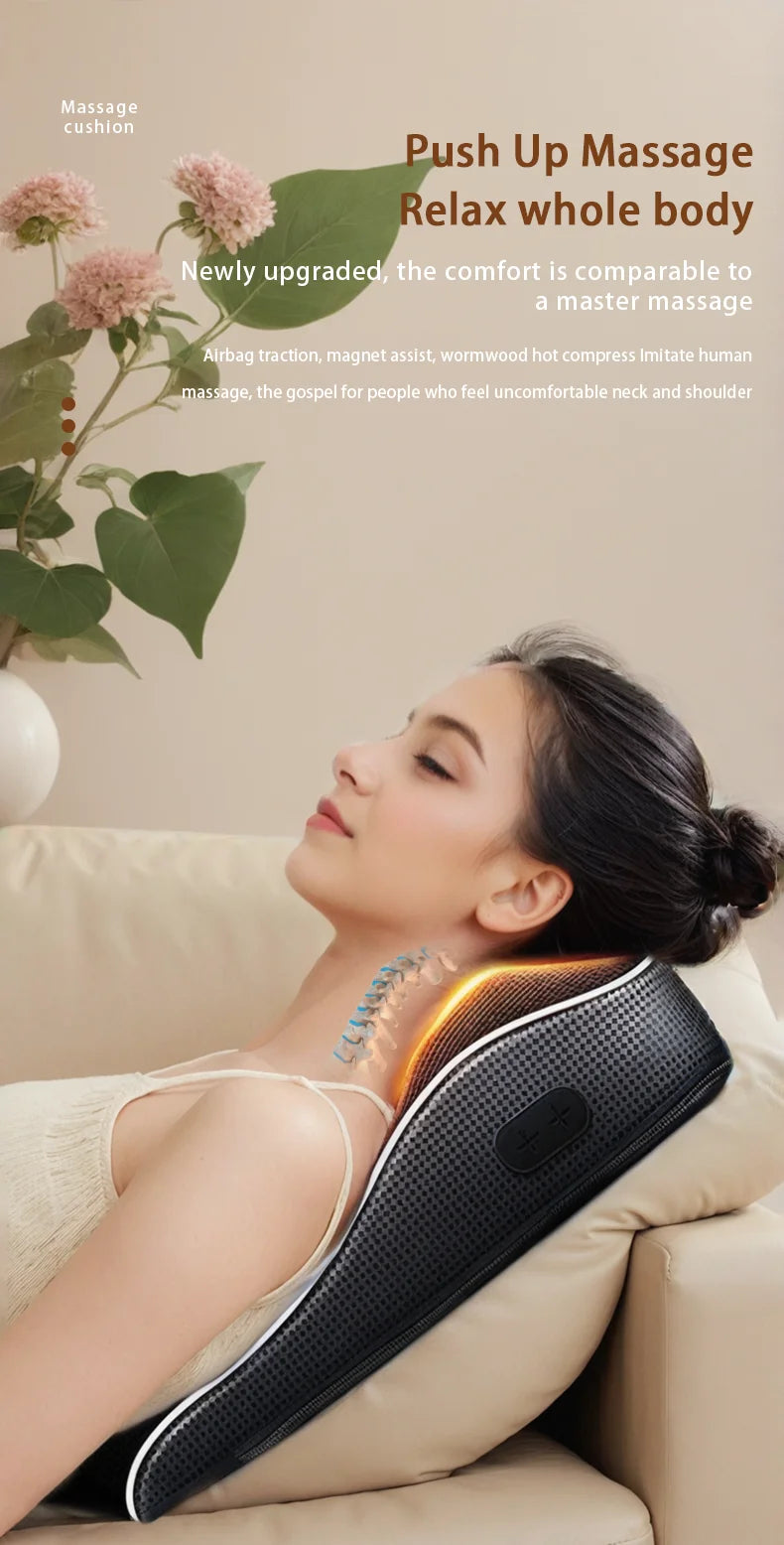 Electric Shiatsu Neck & Back Massager Pillow with Heating & Vibration – Manufacturer Direct Cervical Traction Body Massager for Car