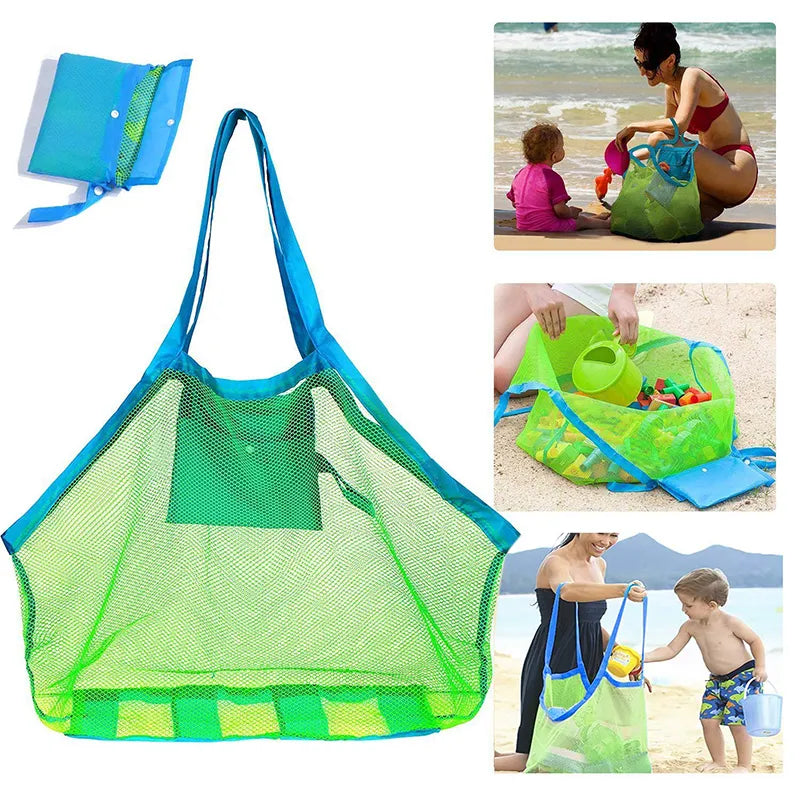 Children's Sand Away Portable Mesh Bag - Kids Bath Toys Storage, Swimming & Large Beach Bag for Towels - Women's Cosmetic Makeup Bag