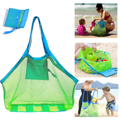 Children's Sand Away Portable Mesh Bag - Kids Bath Toys Storage, Swimming & Large Beach Bag for Towels - Women's Cosmetic Makeup Bag