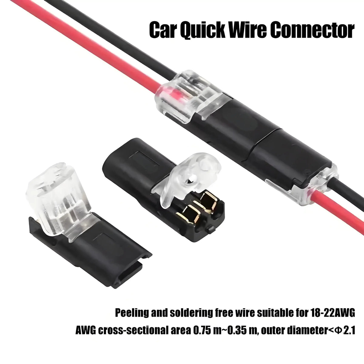 D2 Waterproof 2-Pin Wire Connectors - 10/20/30/50/100PCS Car Electrical Cable Plug Snap Terminals