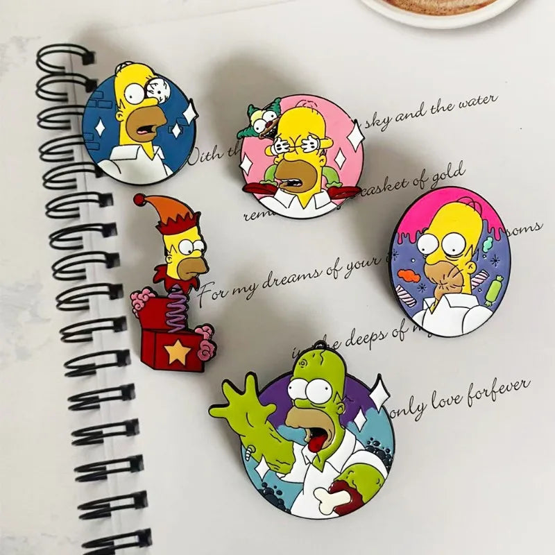 The Simpsons Cartoon Enamel Brooch Set - Funny Anime-Inspired Badges for Halloween Costumes, Christmas, and Birthday Gifts