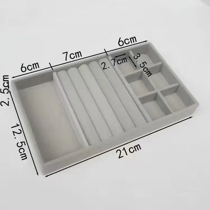 Velvet Jewelry Organizer Tray – Ring, Bracelet & Necklace Storage Box Display Drawer Organizer for Jewelry Showcase & Storage