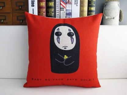 Totoro Cat Pattern Cushion Cover 45x45cm – Anime Decorative Pillow Case