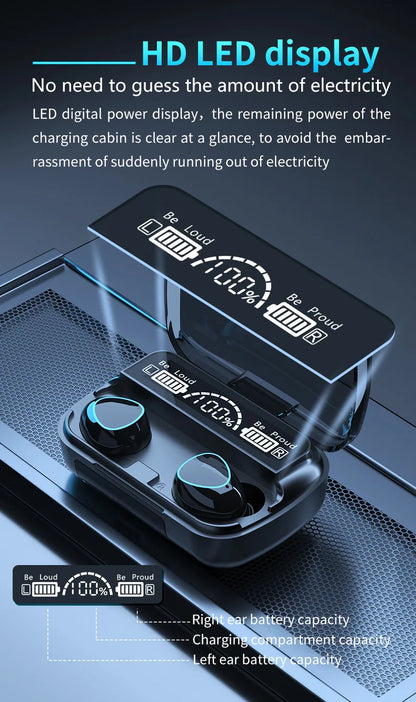 M10 Wireless Earbuds – High-Quality Bluetooth Headset for Sports, Gaming & Music with Built-in Power Bank