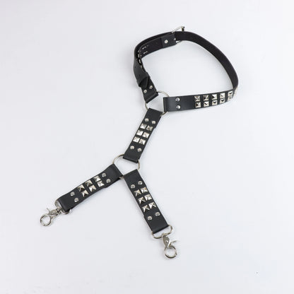 Women's Punk Rivet Waist Belt - Faux Leather Strap Hip and Leg Accessory for Gothic Fashion