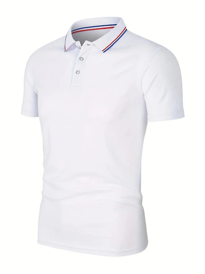 Men’s Summer Casual Polo Shirt - Breathable Solid Color Short Sleeve T-Shirt for Comfortable Everyday Wear