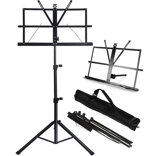 2-in-1 Folding Music Stand – Dual Use Portable Sheet Music & Desktop Book Stand, Lightweight and Adjustable