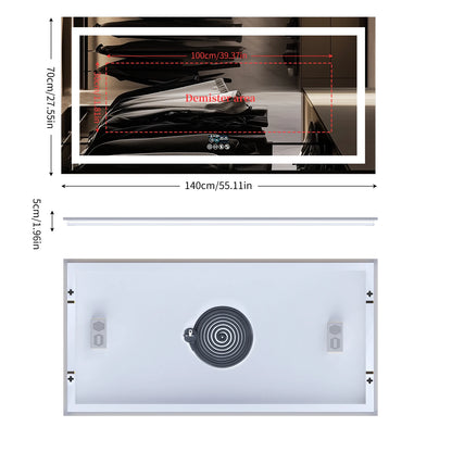 LUVODI Bluetooth LED Bathroom Mirror – Large Anti-Fog Lighted Vanity Mirror with 3-Color Modes