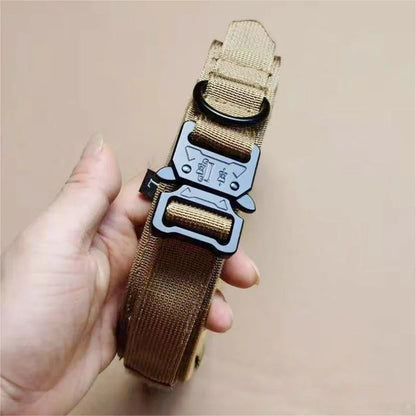 Nylon Tactical Dog Collar with Handle – Adjustable Durable Collar for Medium & Large Dogs Pet Accessories