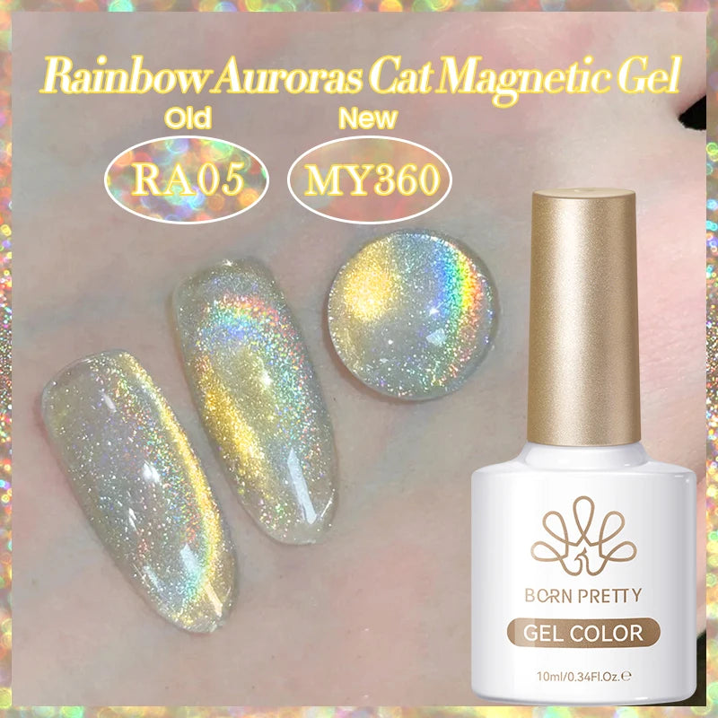 BORN PRETTY Cat Magnetic Gel Nail Polish 117 Colors 10ml Full Coverage Semi-Permanent Soak-Off Nail Varnish for Salon Manicure Glitter Cat Eye Nails