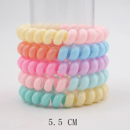 5Pcs Matte Spiral Hair Bands - Fashion Telephone Wire Elastic Hair Ties Stretchable Cord Rubber Bands for Women & Girls