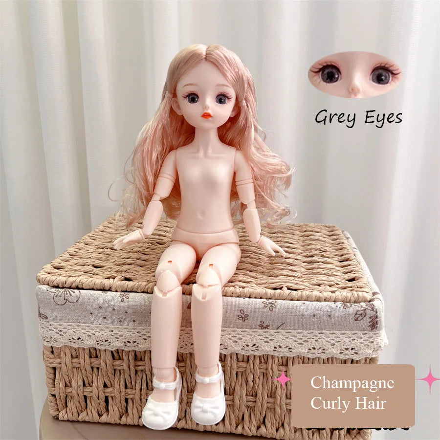 BJD 30cm Nude Doll – 1/6 Haploid Figure with Removable Joints & 3D Colorful Eyes, Birthday Gift for Girls