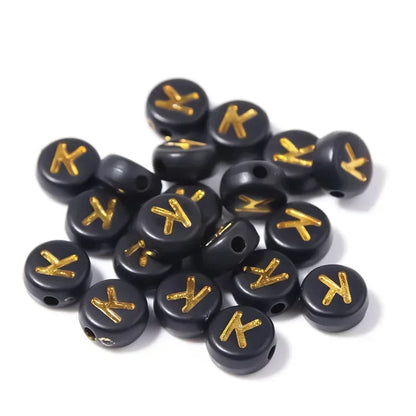 A-Z Alphabet Beads Set - 100-500pcs Black Gold Acrylic Letter Beads for DIY Jewelry Making Charm Bracelets Accessories