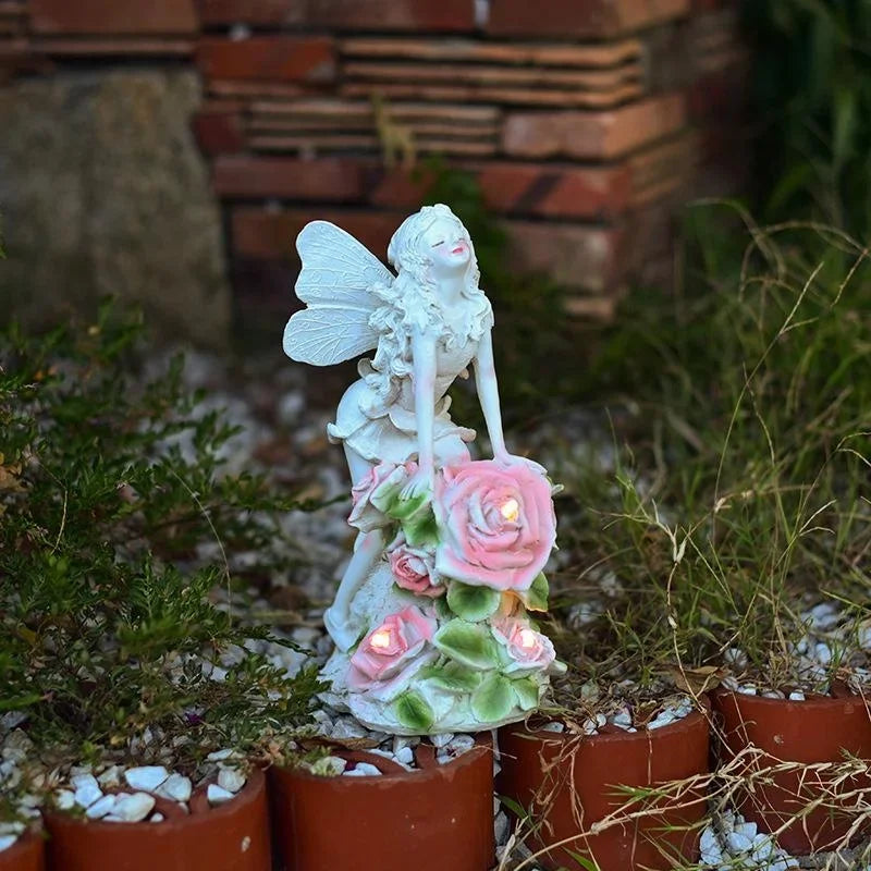 Waterproof Solar Flower Fairy Night Light – Angel Girl Statue for Outdoor Garden & Courtyard, Home Decoration Sculpture