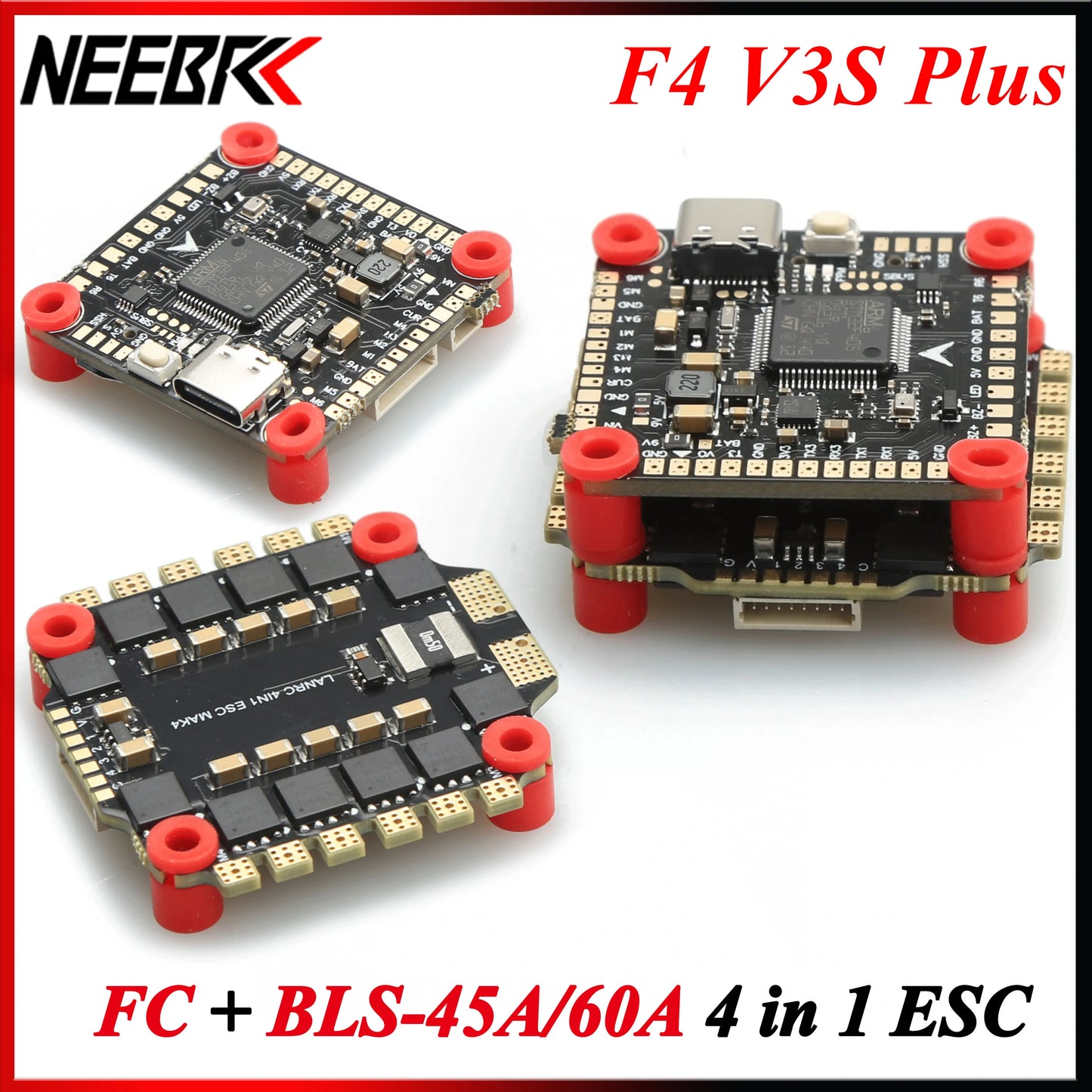 F4V3S Plus Flight Controller Stack — Betaflight F4 V3S + BLS 45A/60A 4-in-1 ESC for FPV Quadcopter (Mark4 APEX)