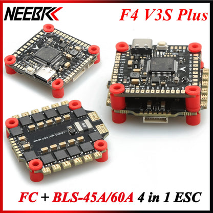 F4V3S Plus Flight Controller Stack — Betaflight F4 V3S + BLS 45A/60A 4-in-1 ESC for FPV Quadcopter (Mark4 APEX)