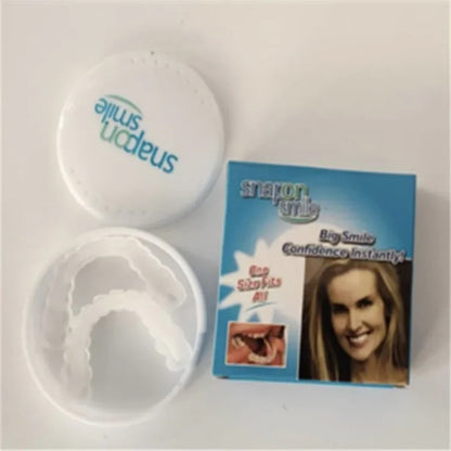 Perfect Fit Teeth Whitening Fake Tooth Cover – Snap-On Silicone Smile Veneers for Upper Teeth, Reusable Cosmetic Tool