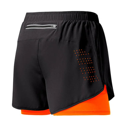 Men’s Quick-Dry Running Shorts — Black Double Layer Sport Workout Training Bodybuilding Shorts