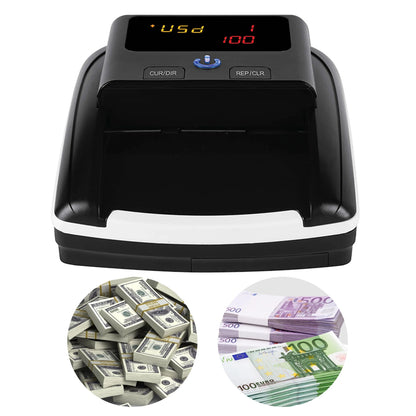 Automatic Money Counter & Counterfeit Bill Detector – UV, MG, IR Detection for EURO & US Dollar, Paper Size & Thickness Detection