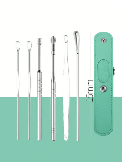Stainless Steel Ear Cleaning Tool Kit – Ear Pick & Earwax Remover with Storage Bag