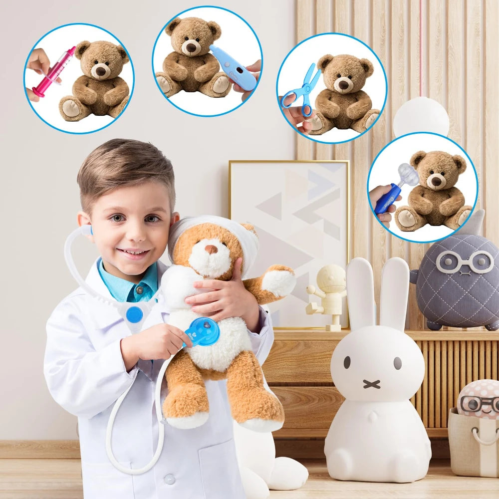 WizKidz Doctor Nurse Role Play Set - Medical Tools with Stethoscope & Injectors, Pretend Play Trolley Box, Ideal Gift for Kids