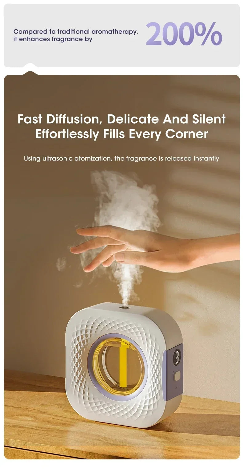 Smart Aroma Diffuser & Air Purifier - Digital Display, 4 Gears, USB Charging, Wall Mount or Tabletop for Living Room