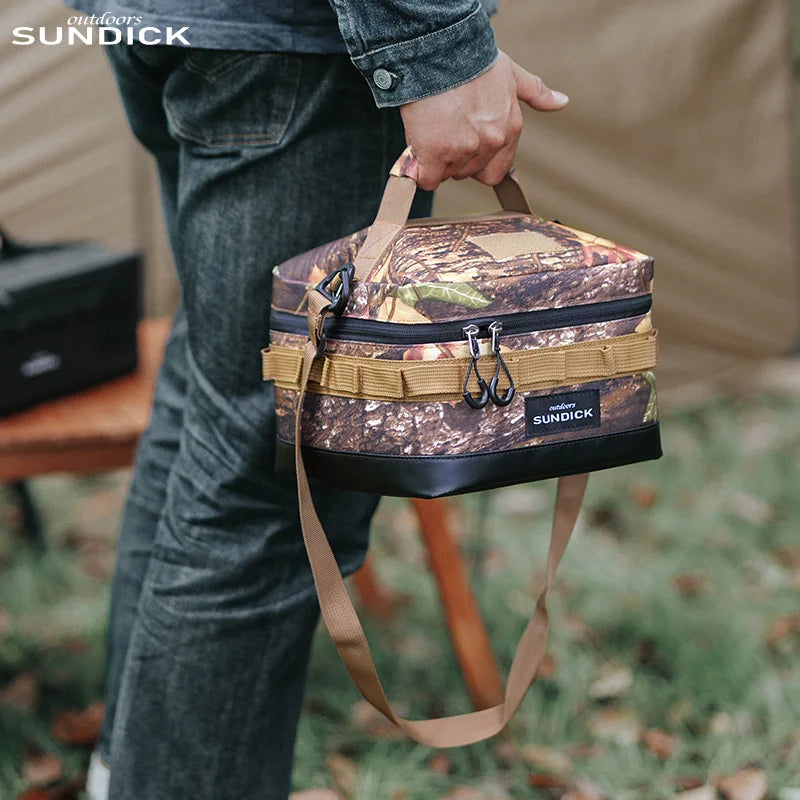 Camping Insulated Bowl & Cup Storage Bag – Outdoor Portable Lunch Bag, Available in Black, Brown, Army Green, and Camo