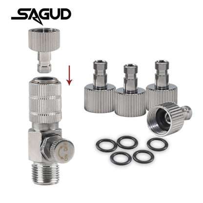 SAGUD Airbrush Quick Disconnect Kit – 1/8" Quick Release Fitting Adapter with 4 Extra Connectors for Hose & Airbrush Parts