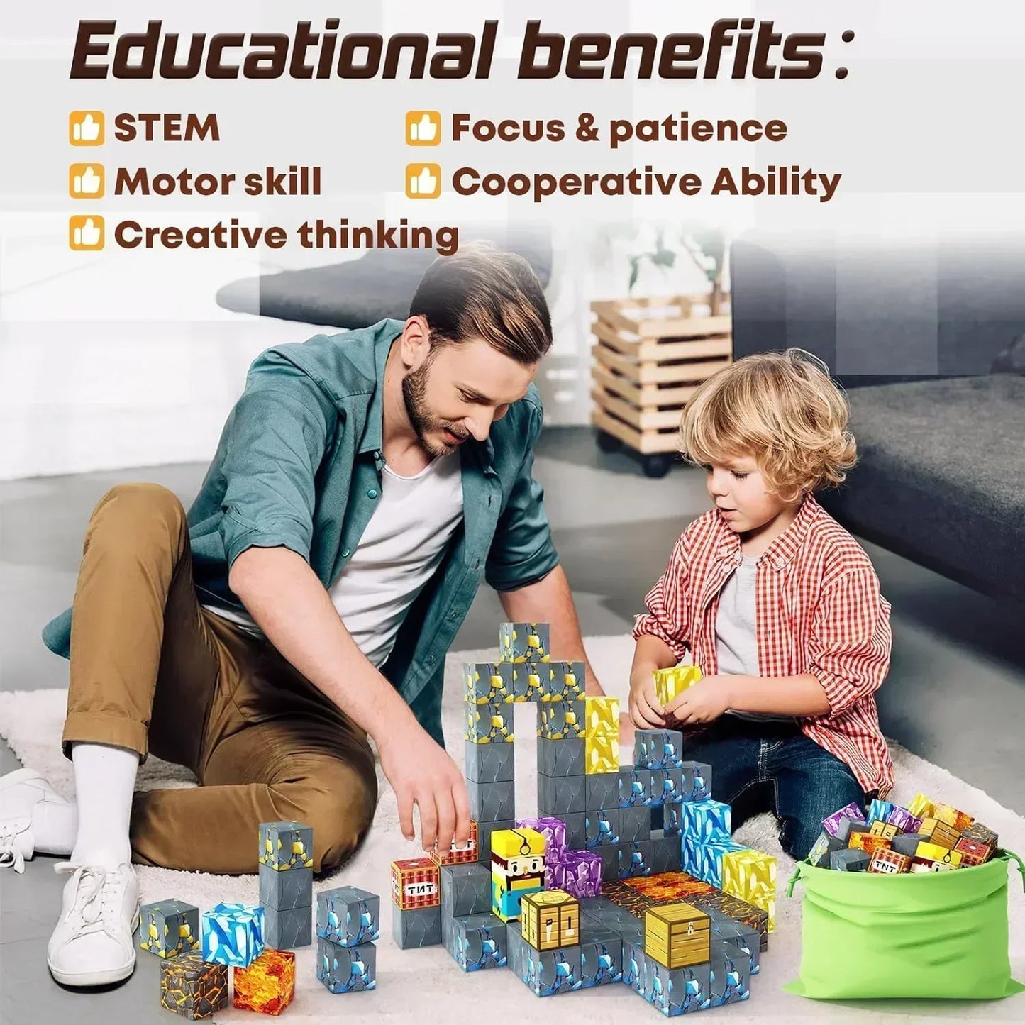 Magnetic Building Blocks Cube Set – STEM DIY Toy for Kids 3+, Boys & Girls, Sensory Model Gift