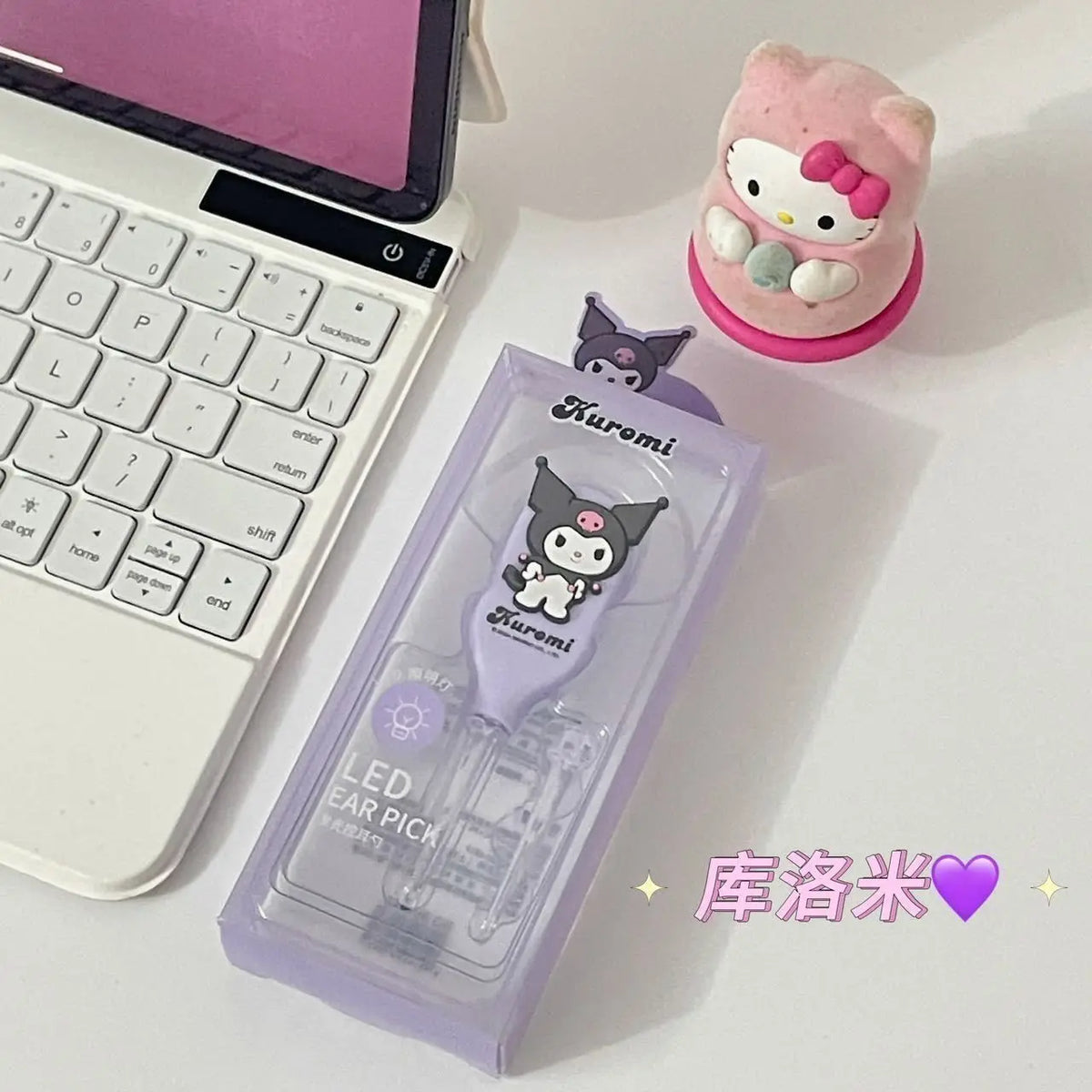 Kuromi LED Earwax Removal Tool – Cute Cartoon Visual Ear Pick with Light for Home Ear Care