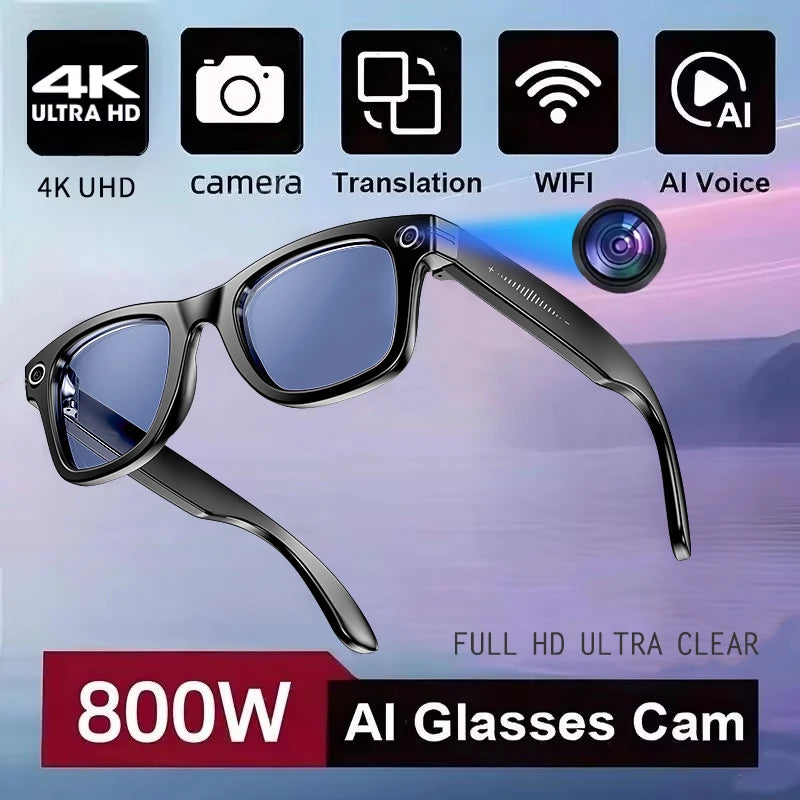 800W AI Smart Camera Glasses for Men – Color-Changing Smart Sunglasses with Translation, Photo & Video Recording, Waterproof Call Eyewear