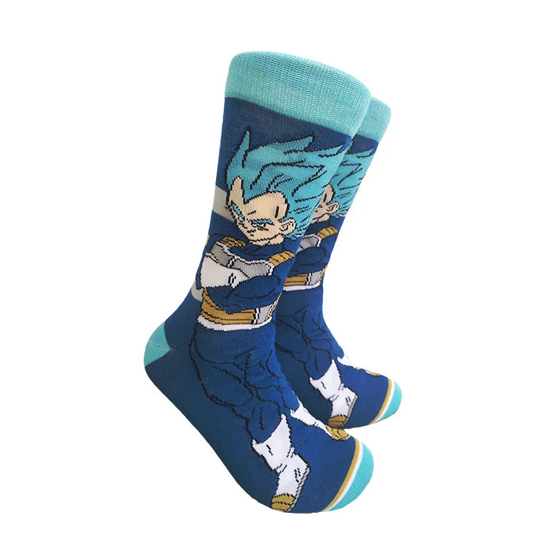 Men’s Dragon Ball Anime Mid Tube Socks - Bandai Cartoon Character Cotton Crew Socks