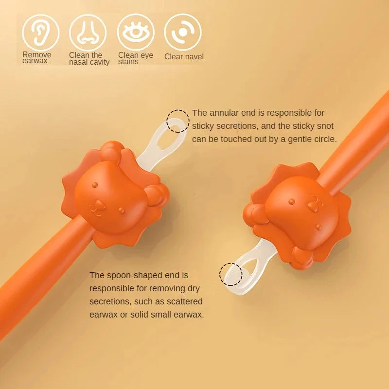 Baby Ear and Nose Cleaning Kit – Double-Headed Soft Silicone Wax Picks and Cleaning Tweezers